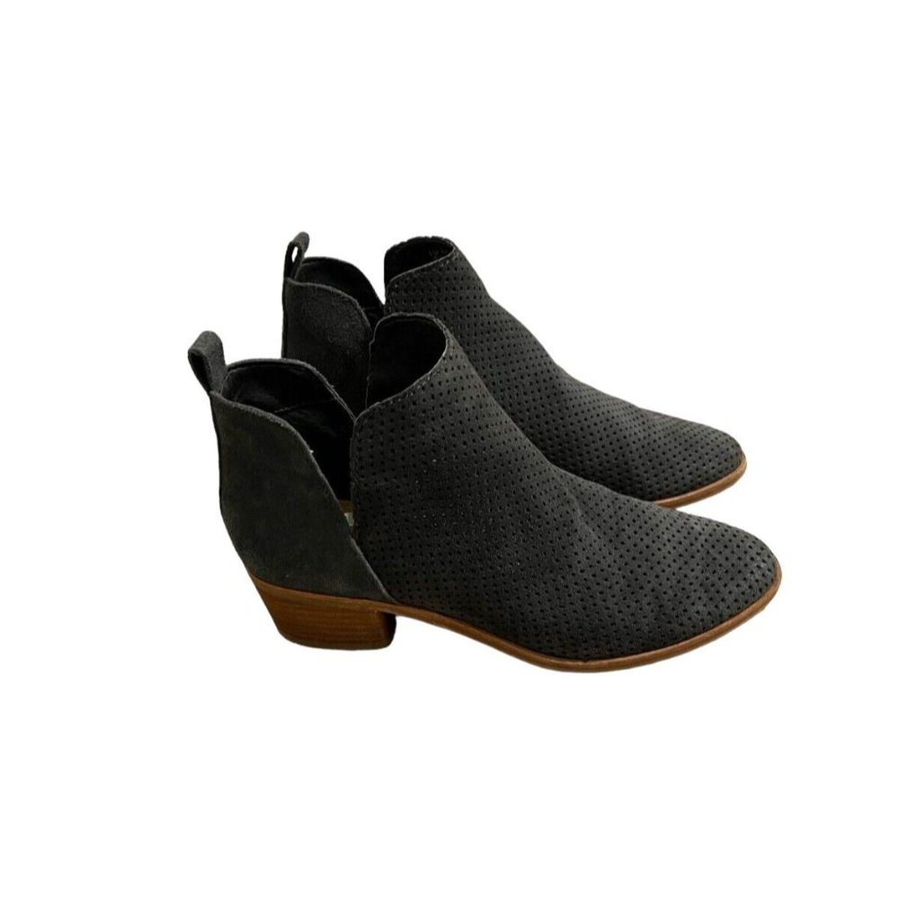 Dolce Vita Boots Women's Gray  Kaidie Ankle Booties Perforated Suede Casual-6.5